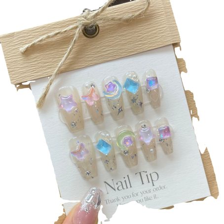 Handmade Dream Ice Rhinestone Nail Tips - Image 2