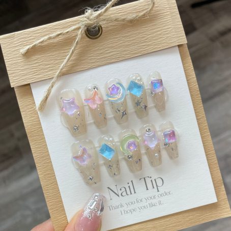 Handmade Dream Ice Rhinestone Nail Tips - Image 3