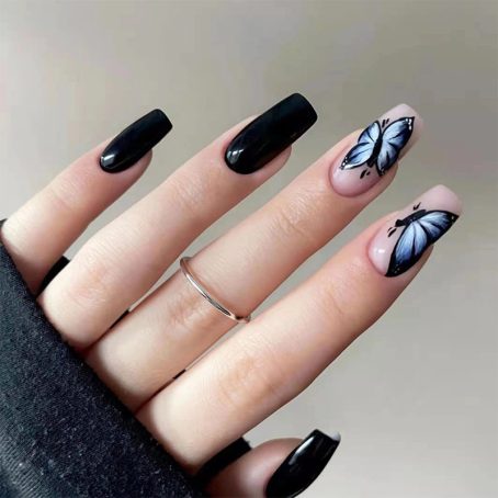 Mysterious Black Butterfly Nail Stickers